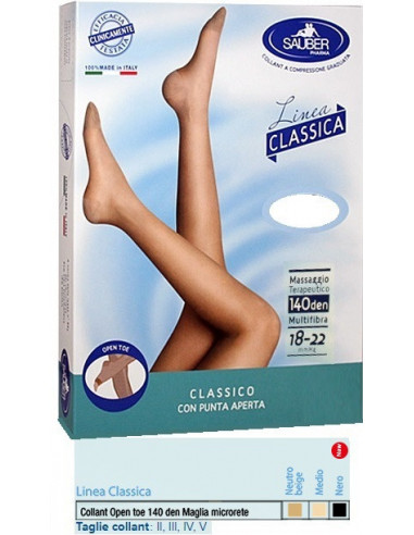 Sauber Collant Open Toe Maglia Microrete 140 Den Colore Medio 3 Linea Classica - Desa Pharma Srl