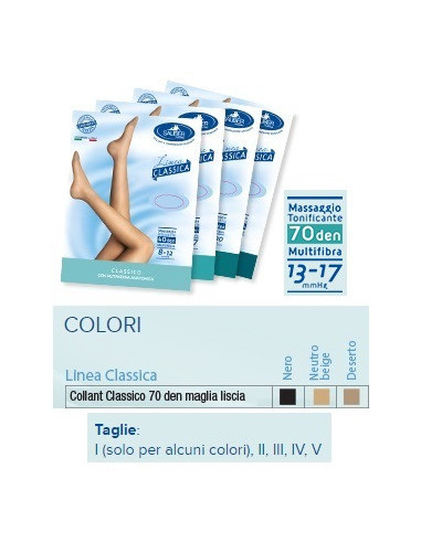 Sauber Collant 70 Denari Maglia Liscia Nero 5 Linea Classica - Desa Pharma Srl