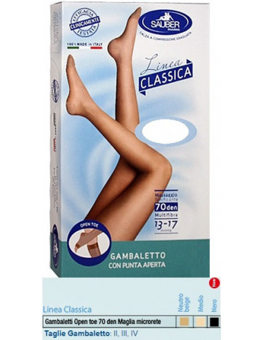 Sauber Gambaletto Open Toe Maglia Microrete 70 Den Colore Medio Taglia 3 Linea Classica - Desa Pharma Srl