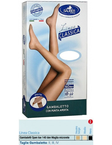 Sauber Gambaletto Open Toe Maglia Microrete 140 Den Colore Medio Taglia 3 Linea Classica - Desa Pharma Srl