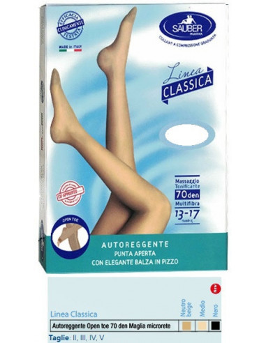 Sauber Autoreggente Open Toe Maglia Microrete 70 Den Coloreneutro Beige Taglia 4 Linea Classica - Desa Pharma Srl