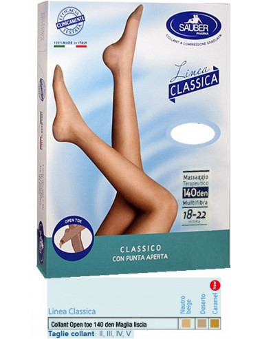Sauber Collant Open Toe Maglia Liscia 140 Den Colore Neutrobeige Taglia 2 Linea Classica - Desa Pharma Srl