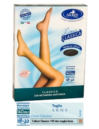 Sauber Classico Collant 140 Denari Maglia Liscia Camel 2 - Desa Pharma Srl
