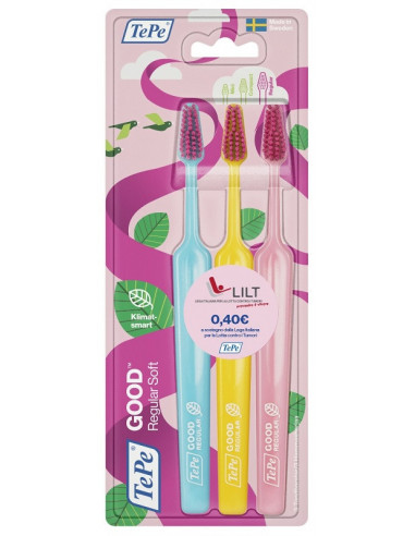 Tepe Good Regular 3 Pack Toothbrush Edizione Limitata Pink Ribbon - Tepe Prodotti Ig.orale Srl
