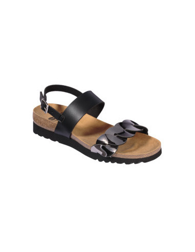Scarpa Jada Sandal Synthetic W Black/pewter Tomaia In Similpelle+similpelle A Specchio Fodera In Feltro Sottopiede In Microfibra