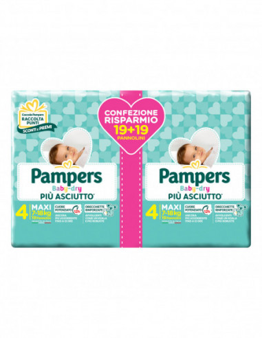 PAMPERS BABY-DRY DUO DWCT MAXI 38 PEZZI