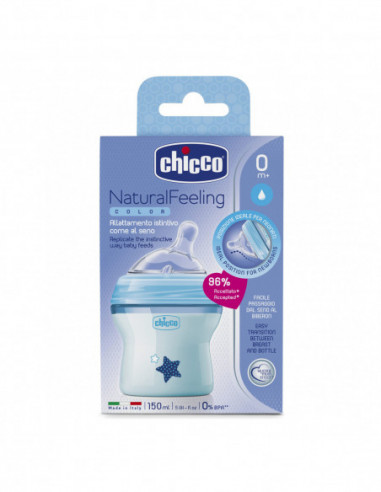 CHICCO BIBERON NATFEEL 0M+ BOY 150 ML