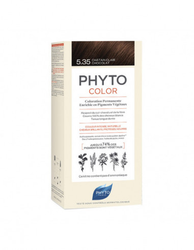 Phytocolor 5,35 Castano Chiaro Cioccolato Latte + Crema + Maschera + Foglietto Illustrativo + 1 Paio Di Guanti - Phyto (laboratoire Native It.)