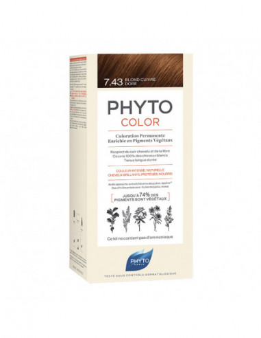 Phytocolor 7,43 Biondo Ramato Dorato Latte + Crema + Maschera + Foglietto Illustrativo + 1 Paio Di Guanti - Phyto (laboratoire Native It.)