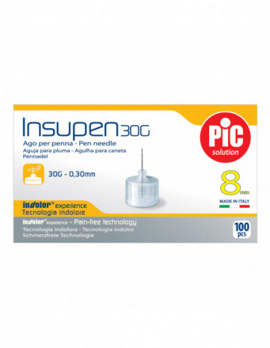 Siringa Per Insulina Pic Insumed 1 Ml 100 Ui Ago Gauge 30 Lunghezza 8 Mm Senza Spazio Morto 3 Sacchetti Da 10 Pezzi - Pikdare Spa