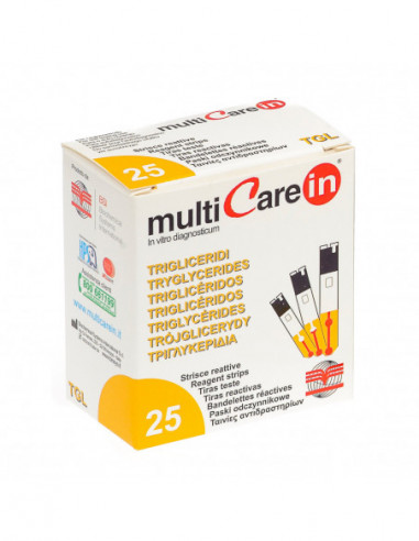 Test Trigliceridi Multicare In Strisce Con Aspriazione Capillare 25 Pezzi - Biochemical System Intern. Spa