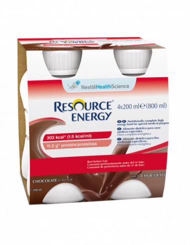 Resource Energy Cioccolato 4 Bottiglie 200 Ml - Nestle It.spa(healthcare Nu.)