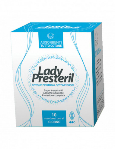 Lady Presteril Cotone Dentro & Cotone Fuori 10 Assorbenti Con Ali Giorno Promo - Corman Spa
