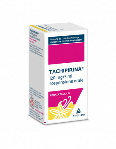 Tachipirina*orale Sosp 120 Ml 120 Mg/5 Ml + Adattatore + Siringa Dosatrice + Bicchierino Dosatore Gusto Vaniglia Caramello - Angelini Spa