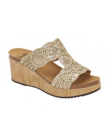 Calzatura Sabaudia T-bar Raffia+sequins Woman Gold Tecnologia Bioprint Materiale Raffia + Paillettes Fodera Tomaia Similpelle Fo