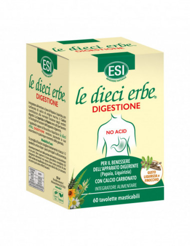 Esi Le Dieci Erbe Digestione No Acid 60 Tavolette Masticabili - Esi Spa