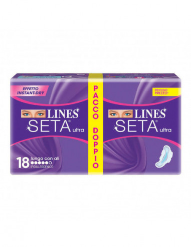 Lines Seta Ultra Assorbente Lungo Con Ali 18 Pezzi - Fater Spa