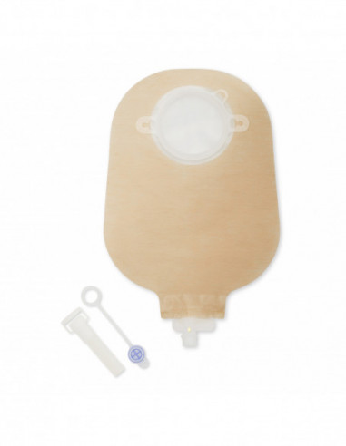 Sacca Per Urostomia Dansac Nova 2 Anatomica Trasparente Midicon Rubinetto Di Chiusura Di Sicurezza 55mm 10 Pezzi + 1 Adattatore - Hollister Spa