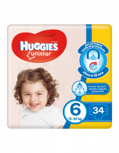 Huggies Unistar Grande 6 34 Pezzi