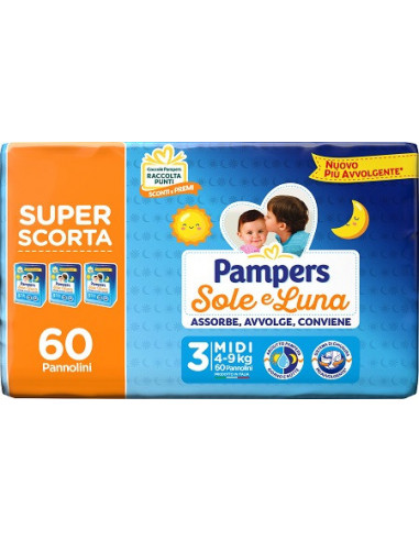 Pampers Sole Luna Trio Midi 60 Pezzi