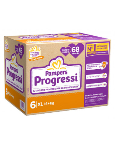 Pampers Quadri Progressi Xl 68 Pezzi
