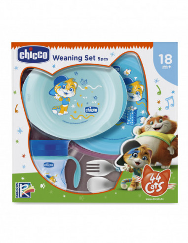 Chicco Set Pappa Azzurro 44gatti 18m