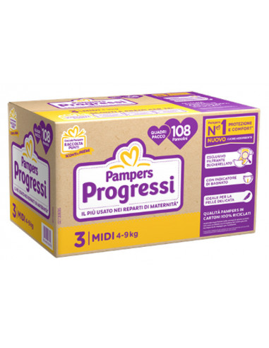 Pampers Quadri Progressi Midi 108 Pezzi