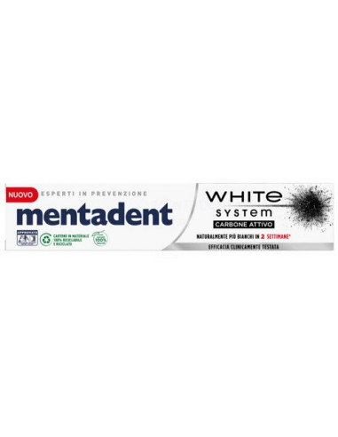 Mentadent White System Charcoal 75 Ml