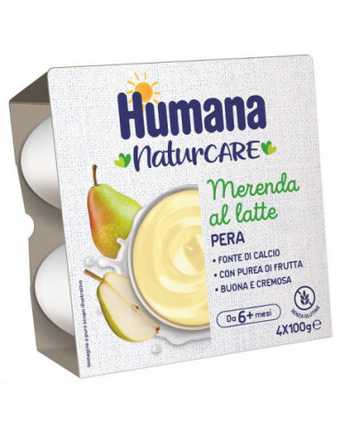 Humana Merenda Al Latte Pera 4 Pezzi...