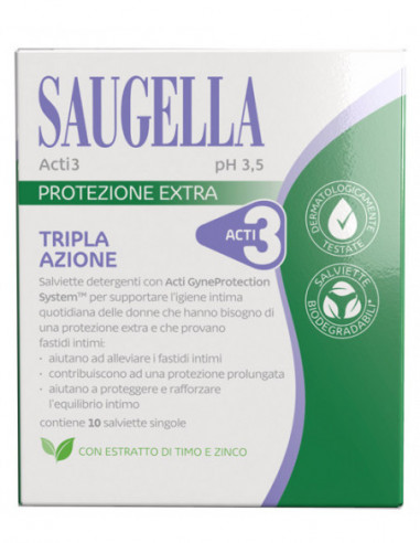 Saugella Acti3 Salviettine 10 Pezzi