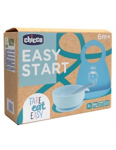 Chicco Set Pappa Silicone 6m+ Azzurro