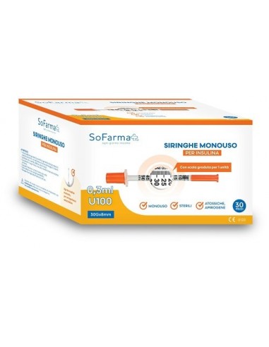 Siringa per insulina 0,3 ml 30 pezzi...