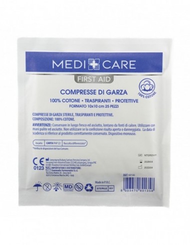 Garza medicare cotone 10x10 cm 25 pezzi