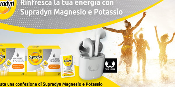 Con Supradyn Magnesio e Potassio ricevi in omaggio le auricolari Bluetooth