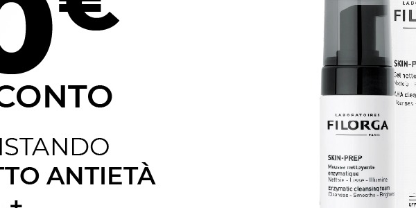 Promo Filorga: acquista 1 prodotto anti-età + 1 prodotto della linea detersione e ricevi 10€ di sconto